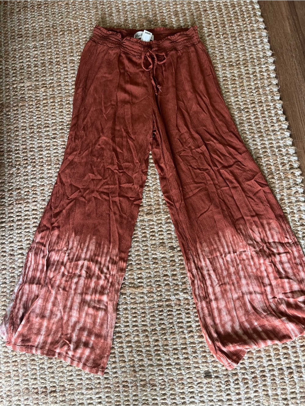 VINTAGE Mudd Wide-Leg Drawstring Pants - Rust Ombre